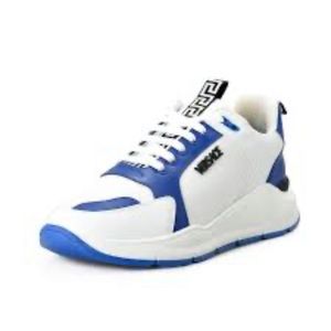 Versace Leather Blue & White Logo Sneakers